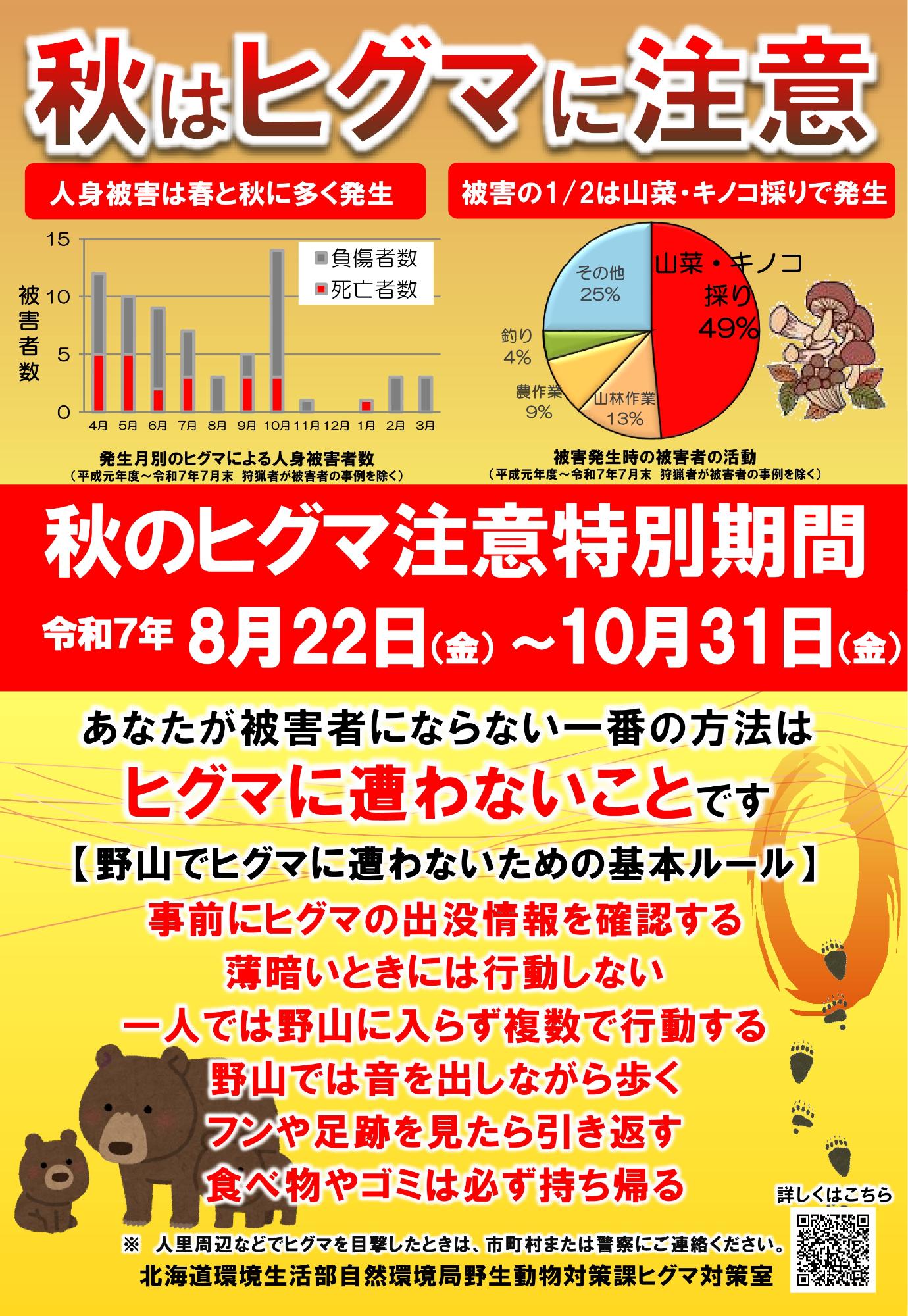 秋のヒグマ注意t特別期間ポスター