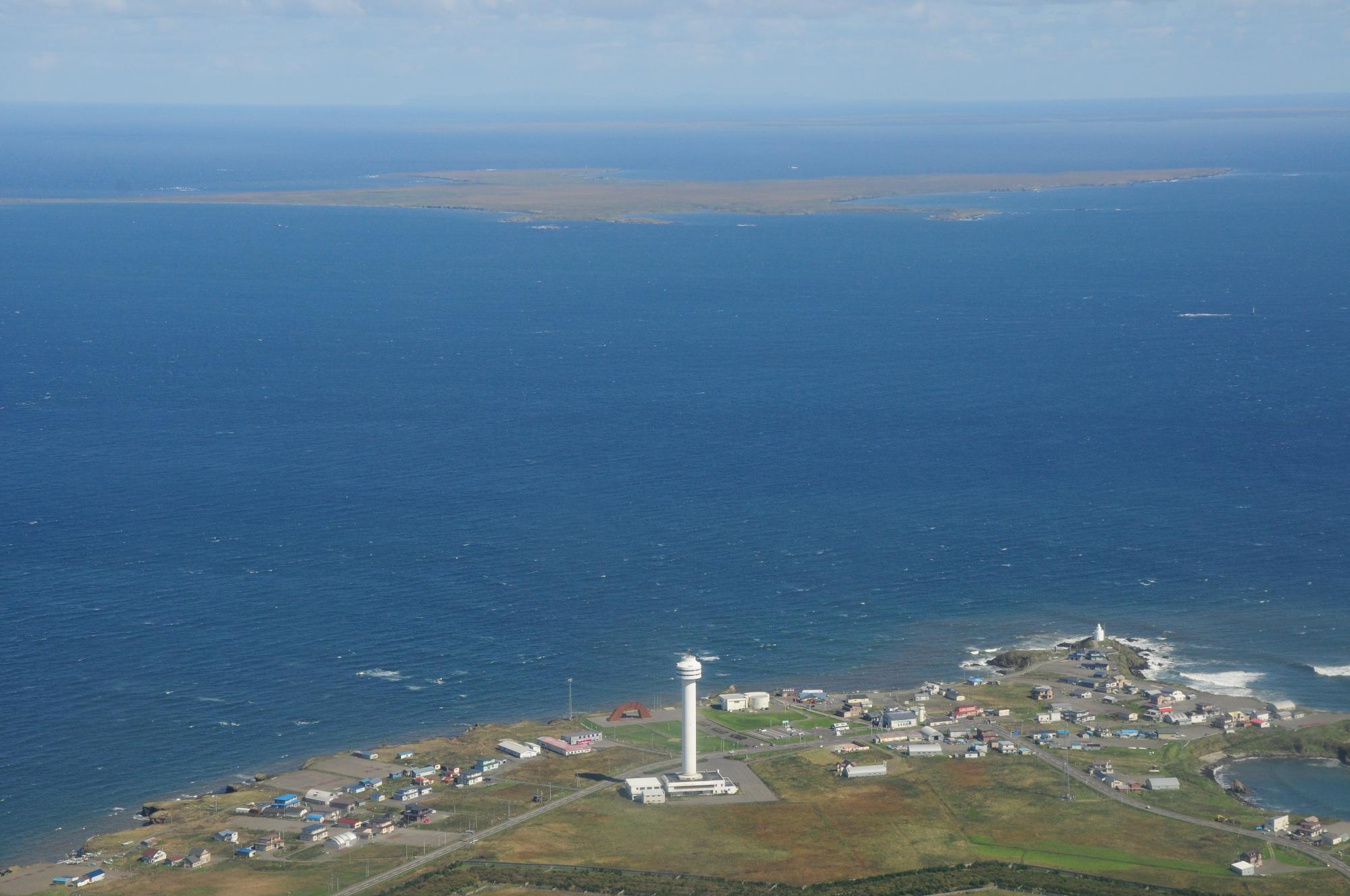 納沙布岬上空からの景色