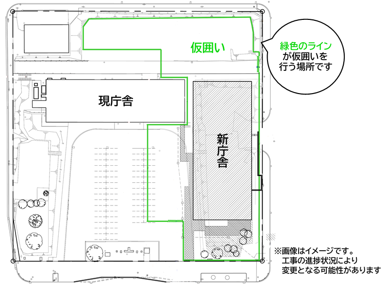 新庁舎建設工事仮囲いイメージ図