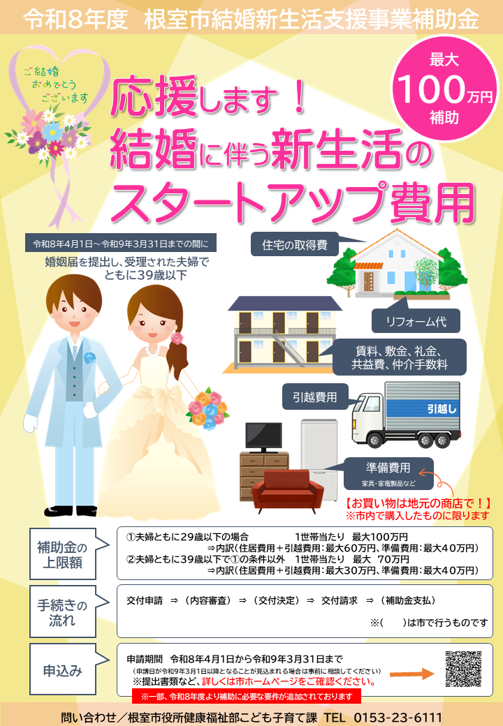 R8根室市結婚新生活支援事業補助金パンフレット